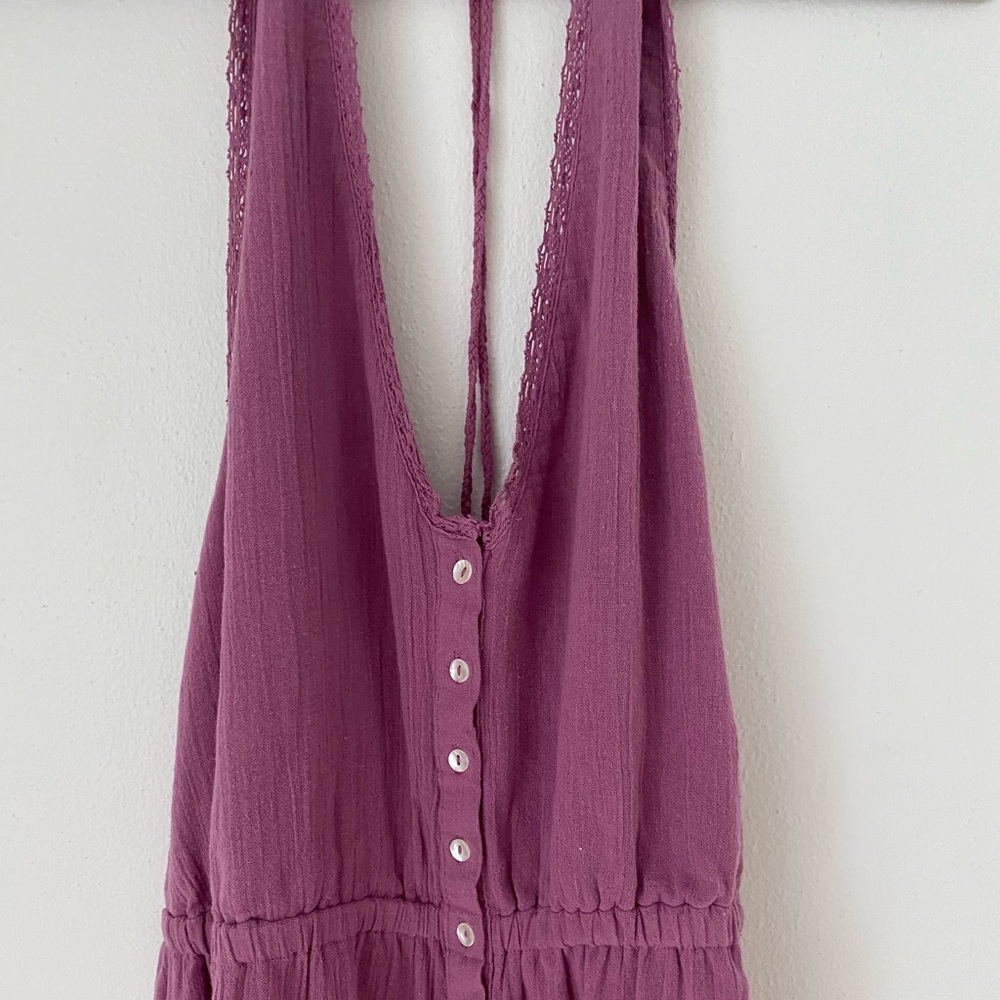 Free people gauze halter top crochet jumpsuit XS